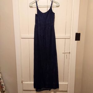 Bailey Blue Junior's M Navy Lace Cut Out Lined Maxi Dress